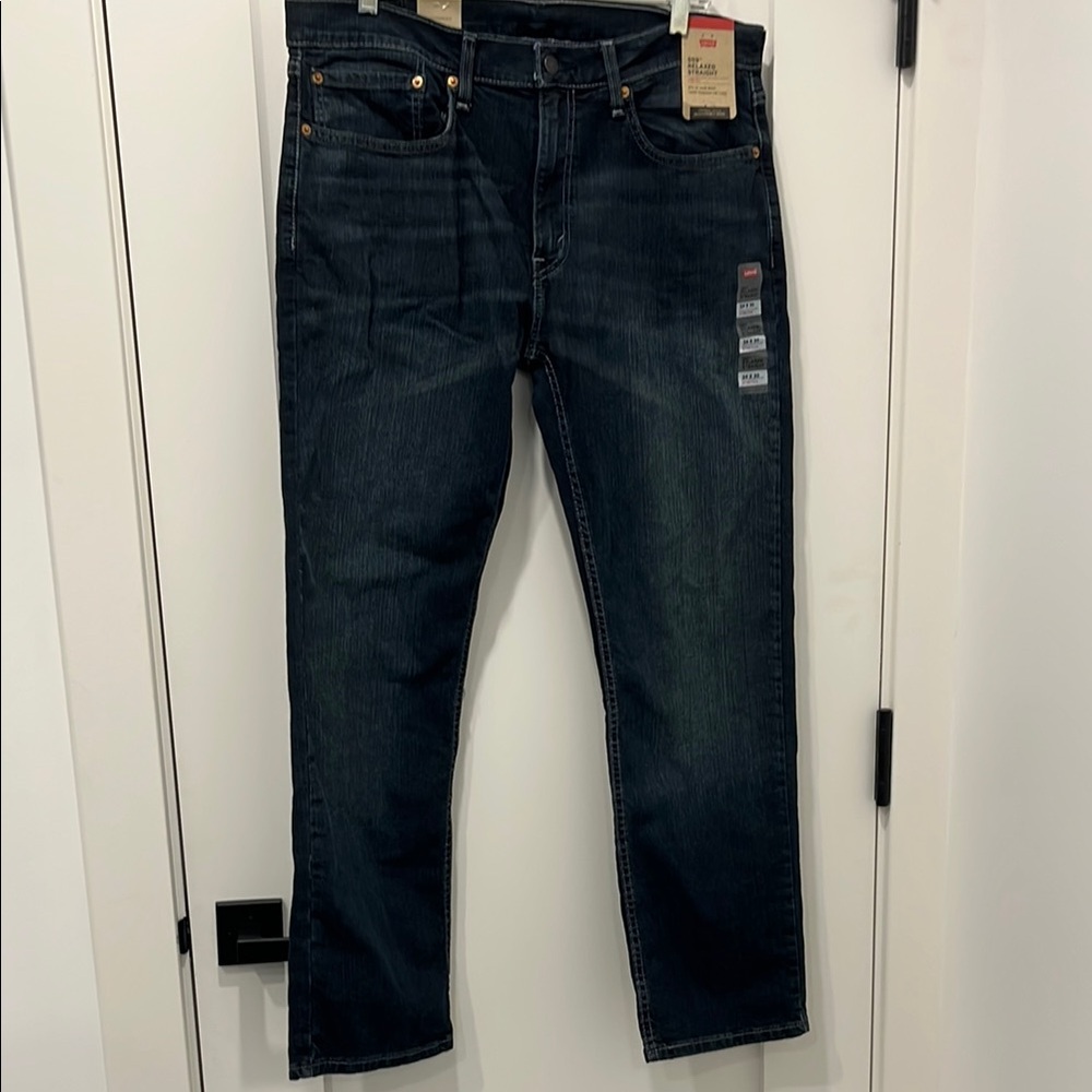 Levi's Blue Slim Straight Jeans with Modern Distressed Look